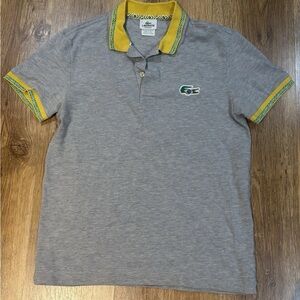 Lacoste Brazil World Cup Polo Shirt Men's 3/ S Gray Yellow Brasil Flag Soccer